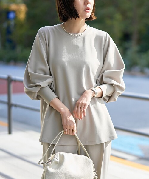 RONEL（ロネル）の「再入荷・新色登場【RONEL】カットジョーゼットボリュームスリーブブラウス（シャツ/ブラウス・レディース・ブラック/オフホワイト/モカ/ライトグレー/ネイビー・S/M）」の3枚目の写真