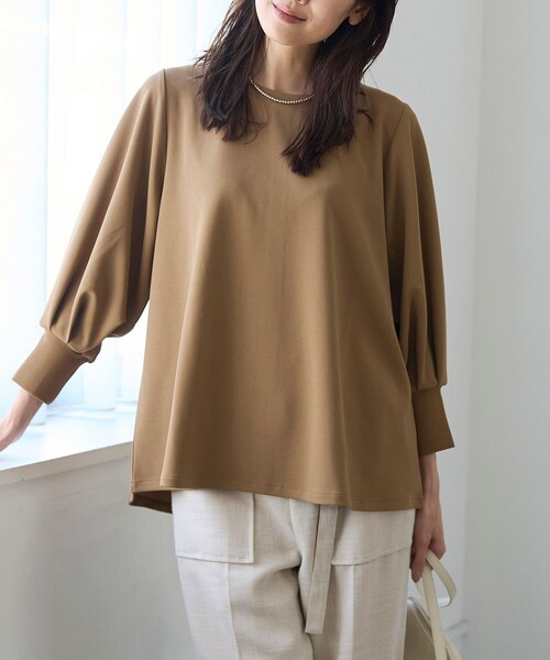 RONEL（ロネル）の「再入荷・新色登場【RONEL】カットジョーゼットボリュームスリーブブラウス（シャツ/ブラウス・レディース・ブラック/オフホワイト/モカ/ライトグレー/ネイビー・S/M）」の4枚目の写真