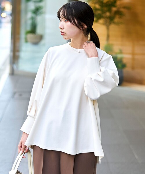 RONEL（ロネル）の「再入荷・新色登場【RONEL】カットジョーゼットボリュームスリーブブラウス（シャツ/ブラウス・レディース・ブラック/オフホワイト/モカ/ライトグレー/ネイビー・S/M）」の6枚目の写真