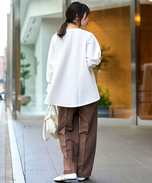 RONEL（ロネル）の「再入荷・新色登場【RONEL】カットジョーゼットボリュームスリーブブラウス（シャツ/ブラウス・レディース・ブラック/オフホワイト/モカ/ライトグレー/ネイビー・S/M）」の8枚目の写真