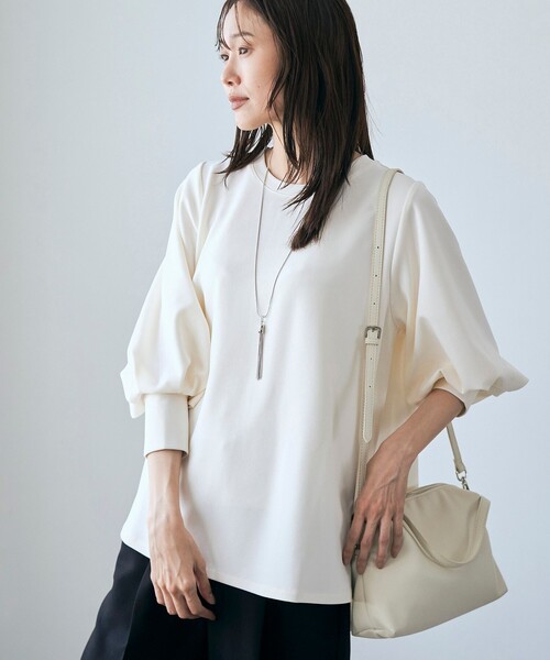 RONEL（ロネル）の「再入荷・新色登場【RONEL】カットジョーゼットボリュームスリーブブラウス（シャツ/ブラウス・レディース・ブラック/オフホワイト/モカ/ライトグレー/ネイビー・S/M）」の10枚目の写真