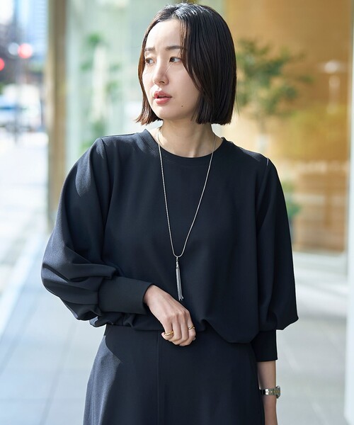 RONEL（ロネル）の「再入荷・新色登場【RONEL】カットジョーゼットボリュームスリーブブラウス（シャツ/ブラウス・レディース・ブラック/オフホワイト/モカ/ライトグレー/ネイビー・S/M）」の14枚目の写真