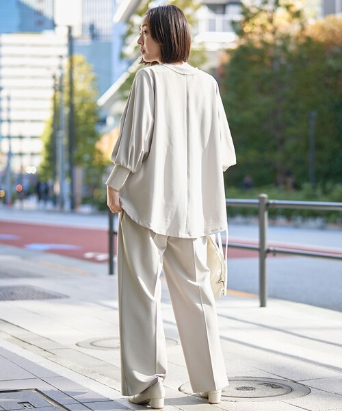 RONEL（ロネル）の「再入荷・新色登場【RONEL】カットジョーゼットボリュームスリーブブラウス（シャツ/ブラウス・レディース・ブラック/オフホワイト/モカ/ライトグレー/ネイビー・S/M）」の20枚目の写真