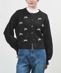 リボン付カーディガン