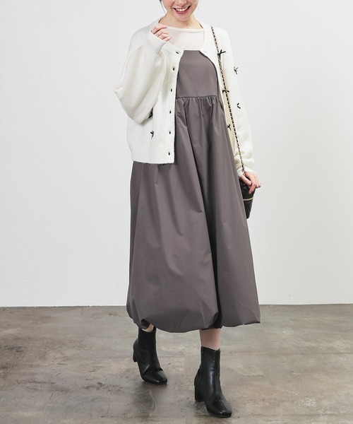 Honeys(ハニーズ)の「リボン付カーディガン(カーディガン/ボレロ・レディース・杢グレー/ブラック/アイボリー/ピンク系1・S/M/L)」の7枚目の写真