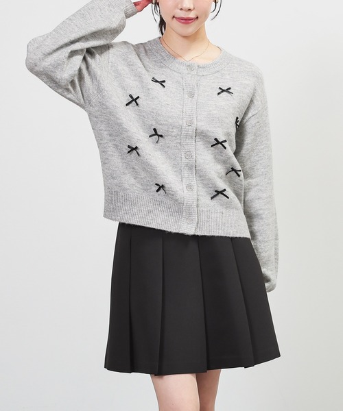 Honeys(ハニーズ)の「リボン付カーディガン(カーディガン/ボレロ・レディース・杢グレー/ブラック/アイボリー/ピンク系1・S/M/L)」の17枚目の写真