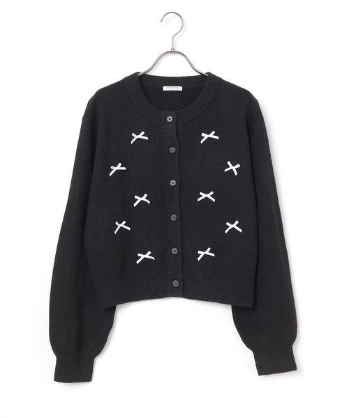 Honeys(ハニーズ)の「リボン付カーディガン(カーディガン/ボレロ・レディース・杢グレー/ブラック/アイボリー/ピンク系1・S/M/L)」の20枚目の写真