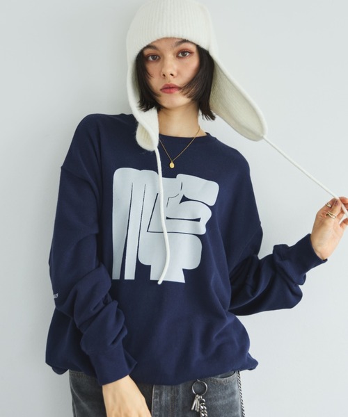 MIRROR STOKE(ミラーストーク)の「≪WEB限定≫【新色追加】MS LOGO SWEATSHIRT/ミラーストークロゴスウェットシャツ(スウェット・レディース・ネイビー/オフホワイト/ブラック/グレー・MEDIUM)」の1枚目の写真