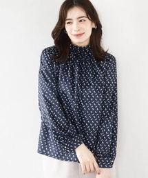 OFUON | 幾何柄スタンドネックブラウス/洗える/WEB限定サイズあり(シャツ/ブラウス)