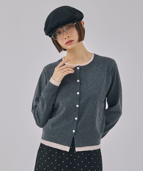 専用です！新品　タグ付き　3Dレイヤードニットカーディガン NEW IN - AW25 ART IN TEXTURE 立体感のある発泡プリントが目を引く