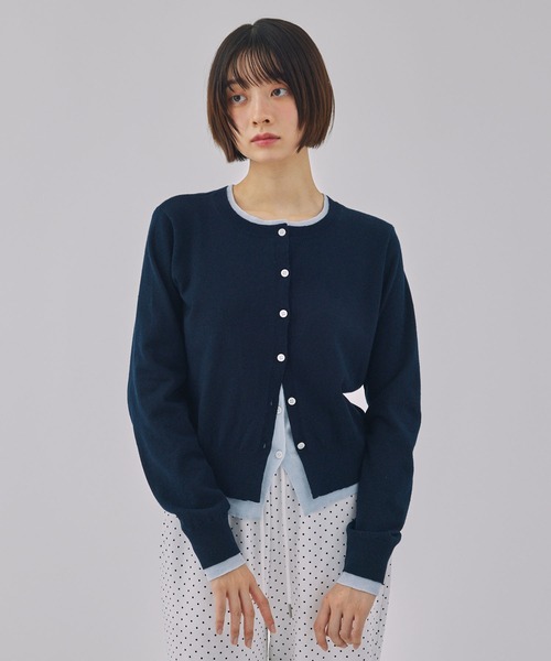Unblend】フェイクレイヤード配色 ニットカーディガン MONO-MART