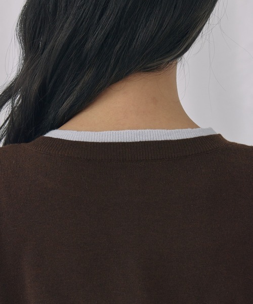 Unblend(アンブレンド)の「【Unblend】フェイクレイヤード配色 ニットカーディガン(カーディガン/ボレロ・レディース・ブラック系/チャコール/グレー系/ネイビー系/ブラウン系・FREE)」の12枚目の写真