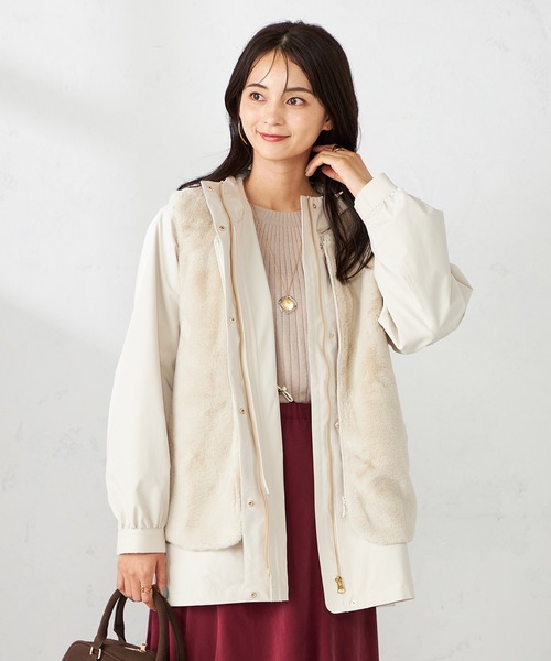 a.v.v（アーヴェヴェ）の「【マルチウェイ】ライナー付フーテッドブルゾン（ブルゾン・レディース・ダークグレー/ベージュ系その他/アイボリー・36/38/40/34/42）」の12枚目の写真