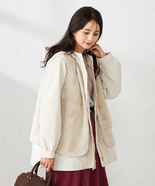 a.v.v（アーヴェヴェ）の「【マルチウェイ】ライナー付フーテッドブルゾン（ブルゾン・レディース・ダークグレー/ベージュ系その他/アイボリー・36/38/40/34/42）」の13枚目の写真
