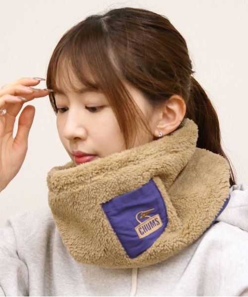 CHUMS（チャムス）の「CHUMS/チャムス　ボンディングフリースネックウォーマー　Bonding Fleece Neck Warmer（ネックウォーマー/スヌード・メンズ・グリーン/ベージュ/ブラック/グレー・FREE）」の3枚目の写真