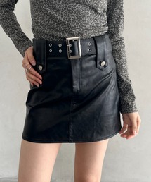 Bamm（バム）の「ベルト付きPUミニスカート（スカート・レディース）」