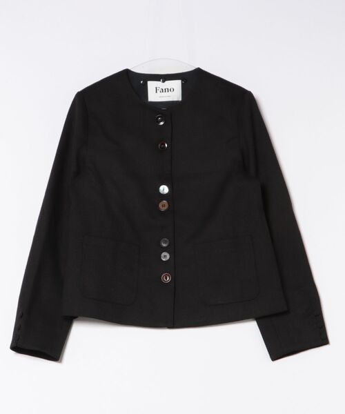 セール】チェック柄 襟付き ユニークボタンジャケット FQ25W094【Fano