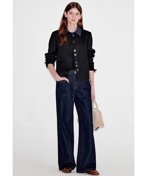 Fano Studios（ファノ ストゥディオズ）の「チェック柄 襟付き ユニークボタンジャケット FQ25W094【Fano Studios】【2025AW】（テーラードジャケット・レディース・ブラック・L/M/S）」の4枚目の写真