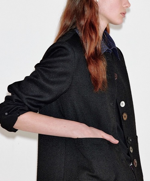 Fano Studios（ファノ ストゥディオズ）の「チェック柄 襟付き ユニークボタンジャケット FQ25W094【Fano Studios】【2025AW】（テーラードジャケット・レディース・ブラック・L/M/S）」の8枚目の写真