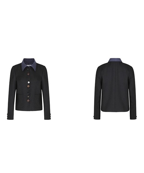 Fano Studios（ファノ ストゥディオズ）の「チェック柄 襟付き ユニークボタンジャケット FQ25W094【Fano Studios】【2025AW】（テーラードジャケット・レディース・ブラック・L/M/S）」の11枚目の写真