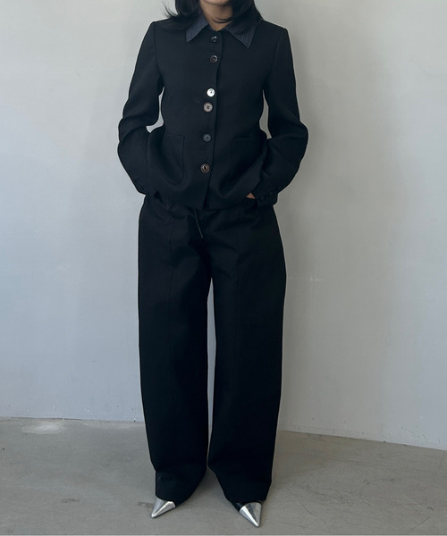 Fano Studios（ファノ ストゥディオズ）の「チェック柄 襟付き ユニークボタンジャケット FQ25W094【Fano Studios】【2025AW】（テーラードジャケット・レディース・ブラック・L/M/S）」の14枚目の写真