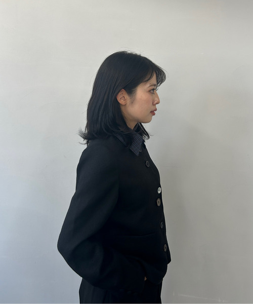 Fano Studios（ファノ ストゥディオズ）の「チェック柄 襟付き ユニークボタンジャケット FQ25W094【Fano Studios】【2025AW】（テーラードジャケット・レディース・ブラック・L/M/S）」の20枚目の写真