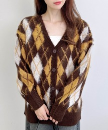 EURO古着 高品質カーディガン 総柄 茶ブラウン系 XXL アクリルニット Sefr（セファ）カーディガン 茶 サイズ:M メンズ⁄2200481486265