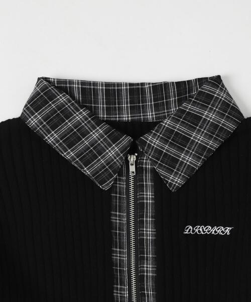 dispark（ディスパーク）の「DISPARK/チェックドッキングWジップニット（ニット/セーター・レディース・ブラック/カーキ・FREE）」の14枚目の写真