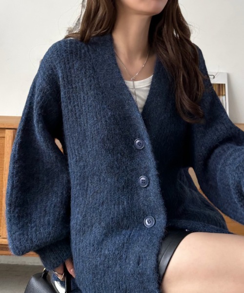 極美品♡ルネ♡ボレロカーディガン 洗える】ざっくり編みが大人かわいい キーネックカーディガン