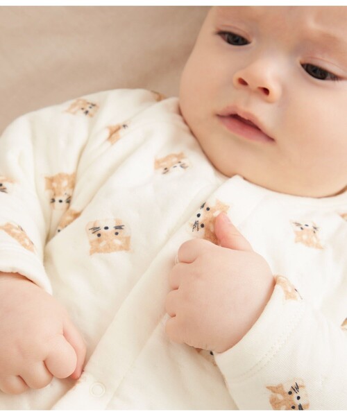 PETIT BATEAU(プチバトー)の「コンビネゾン(ロンパース・キッズ・ホワイト系その他・3MONTH/6MONTH/12MONTH)」の2枚目の写真