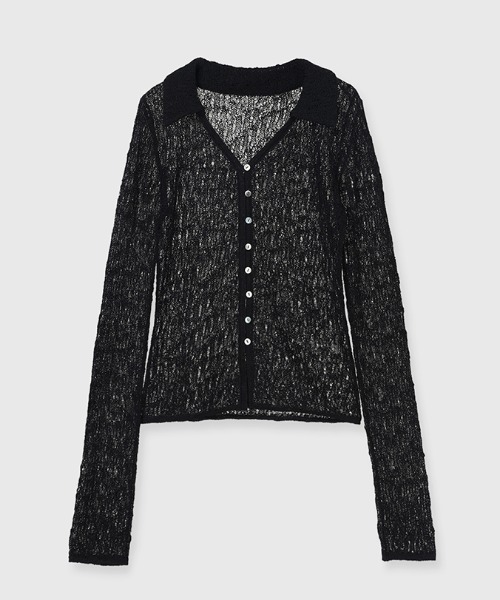 【ZOZO限定】ウールレースポロニットトップス　ブラック ZOZO限定】ウールレースポロニットトップス（ニット/セーター