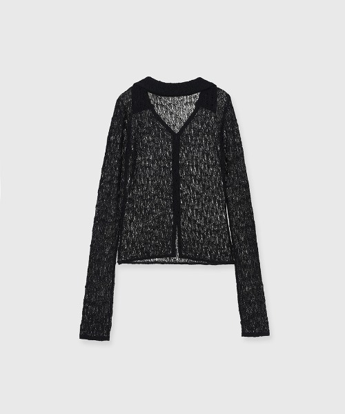 ウールレースポロニットトップス【BLACK】 セール】【ZOZO限定】ウールレースポロニットトップス（ポロシャツ