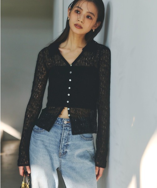 ZOZO限定】ウールレースポロニットトップス（ポロシャツ）｜anuans（ア