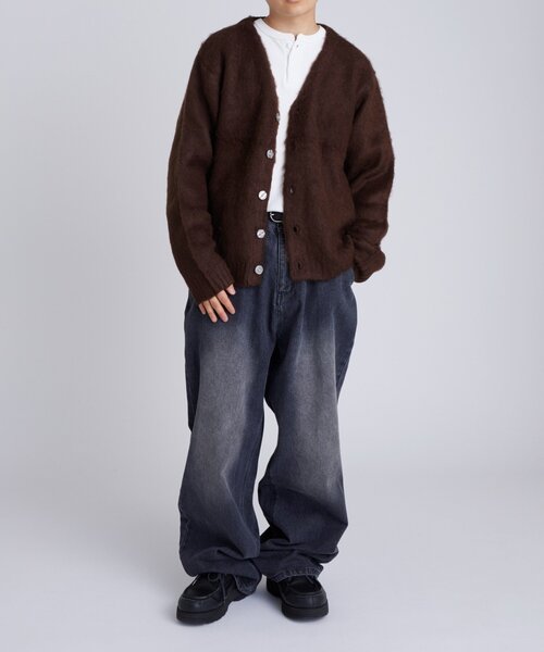 セール】【KOOKY'N】モヘアライクカーディガン(無地/カモ柄