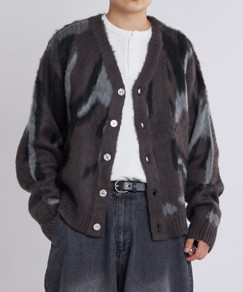 セール】【KOOKY'N】モヘアライクカーディガン(無地/カモ柄