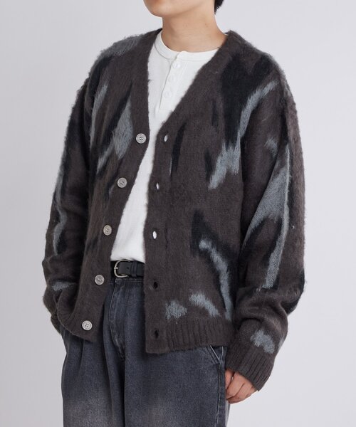 セール】【KOOKY'N】モヘアライクカーディガン(無地/カモ柄