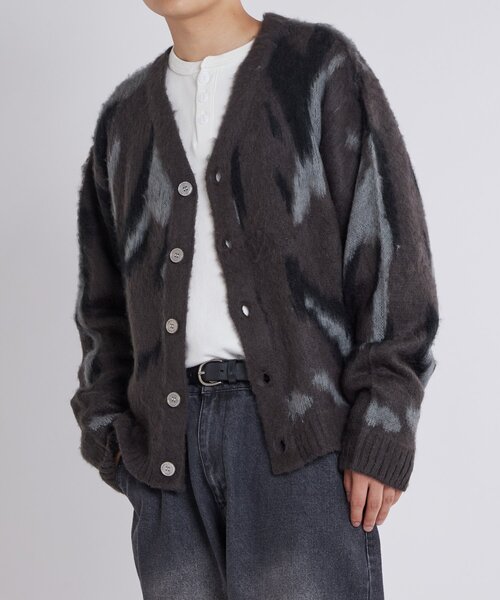 セール】【KOOKY'N】モヘアライクカーディガン(無地/カモ柄