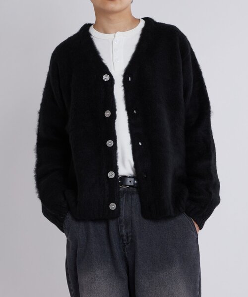 美品【who's who gallery】モヘアカーディガン 黒 完売品 wwg セール】【UNISEX/ユニセックス】KOOKY'Nモヘアライク