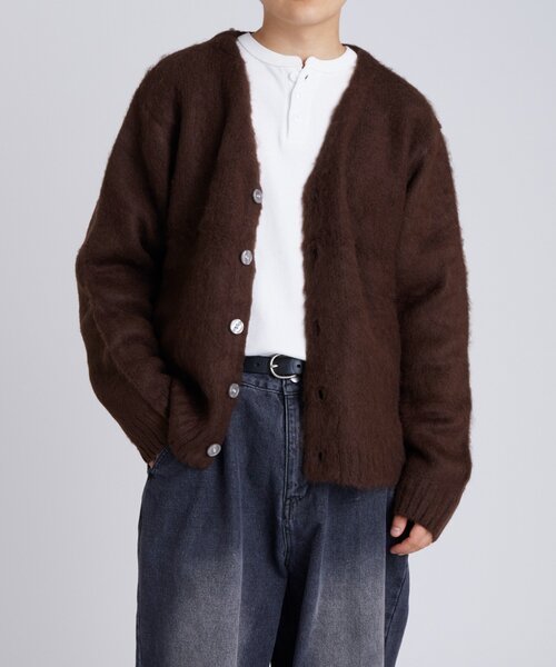 セール】【KOOKY'N】モヘアライクカーディガン(無地/カモ柄