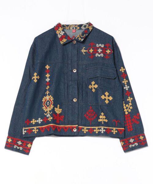 チャイハネ(チャイハネ)の「【チャイハネ】カチ刺繍デニムシャツ(シャツ/ブラウス・レディース・ブラック/ブルー・FREE)」の1枚目の写真