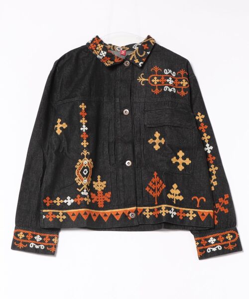 チャイハネ(チャイハネ)の「【チャイハネ】カチ刺繍デニムシャツ(シャツ/ブラウス・レディース・ブラック/ブルー・FREE)」の3枚目の写真
