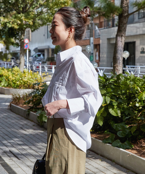 B.C STOCK(ベーセーストック)の「《追加》無地ストライプポケットシャツ(シャツ/ブラウス・レディース・ブルー/ホワイト/ネイビー・FREE)」の10枚目の写真