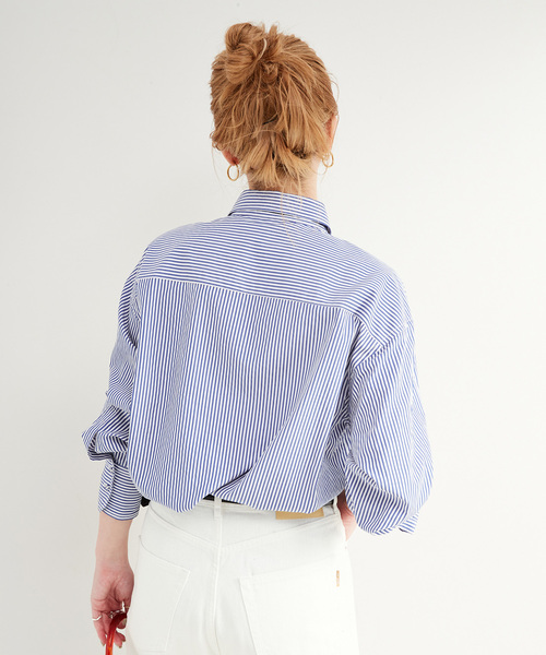 B.C STOCK(ベーセーストック)の「《追加》無地ストライプポケットシャツ(シャツ/ブラウス・レディース・ブルー/ホワイト/ネイビー・FREE)」の22枚目の写真