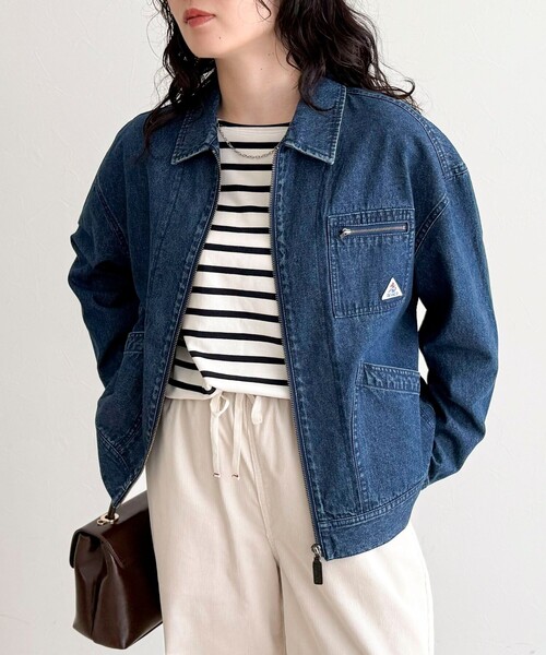 fredy emue（フレディエミュ）の「【GEVACO/ゲバコ】デニムジップアップジャケット（デニムジャケット・レディース・ブルー/ネイビー・38）」の2枚目の写真