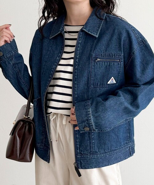 fredy emue（フレディエミュ）の「【GEVACO/ゲバコ】デニムジップアップジャケット（デニムジャケット・レディース・ブルー/ネイビー・38）」の7枚目の写真