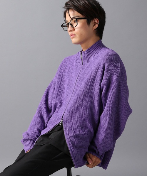 LAKOLE（ラコレ）の「ドライバーズニットカーデ / 598618（ニット/セーター・メンズ・ブラック/パープル/グレー・MEDIUM/LARGE）」の3枚目の写真