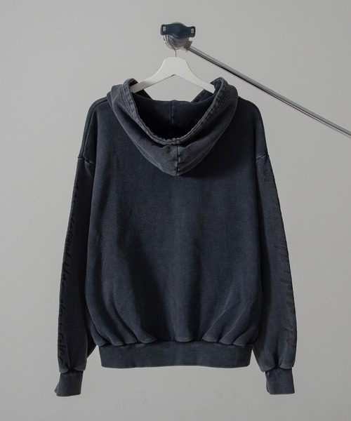 Y2K グランジ加工 ダブルジップ ショート丈 ジップパーカー 裏毛