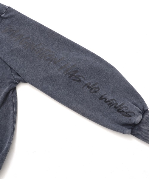 Revo.(レボ)の「Y2K グランジ加工 ダブルジップ ショート丈 ジップパーカー 裏毛 スウェット(パーカー・メンズ・チャコール/ホワイト/ブラウン・M/L)」の8枚目の写真