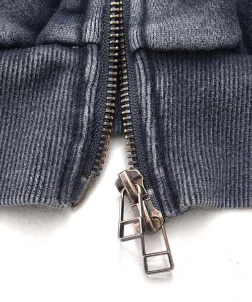 Revo.(レボ)の「Y2K グランジ加工 ダブルジップ ショート丈 ジップパーカー 裏毛 スウェット(パーカー・メンズ・チャコール/ホワイト/ブラウン・M/L)」の11枚目の写真