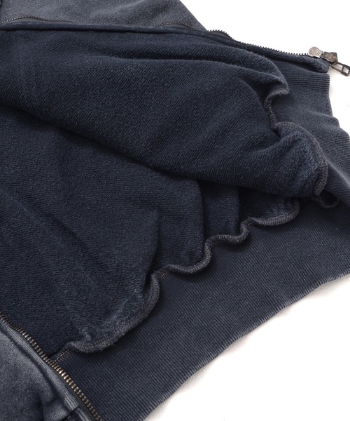 Revo.(レボ)の「Y2K グランジ加工 ダブルジップ ショート丈 ジップパーカー 裏毛 スウェット(パーカー・メンズ・チャコール/ホワイト/ブラウン・M/L)」の12枚目の写真